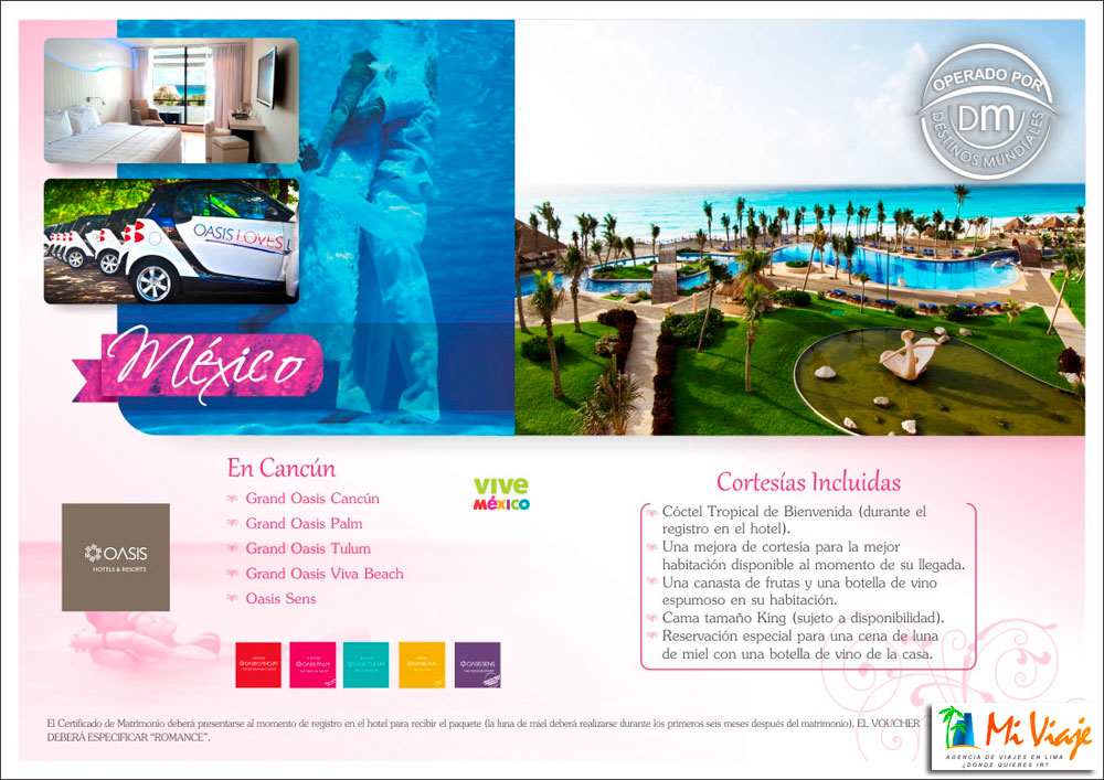 Viajes de Luna de Miel en Cancún con Hoteles Oasis salidas desde Lima Perú